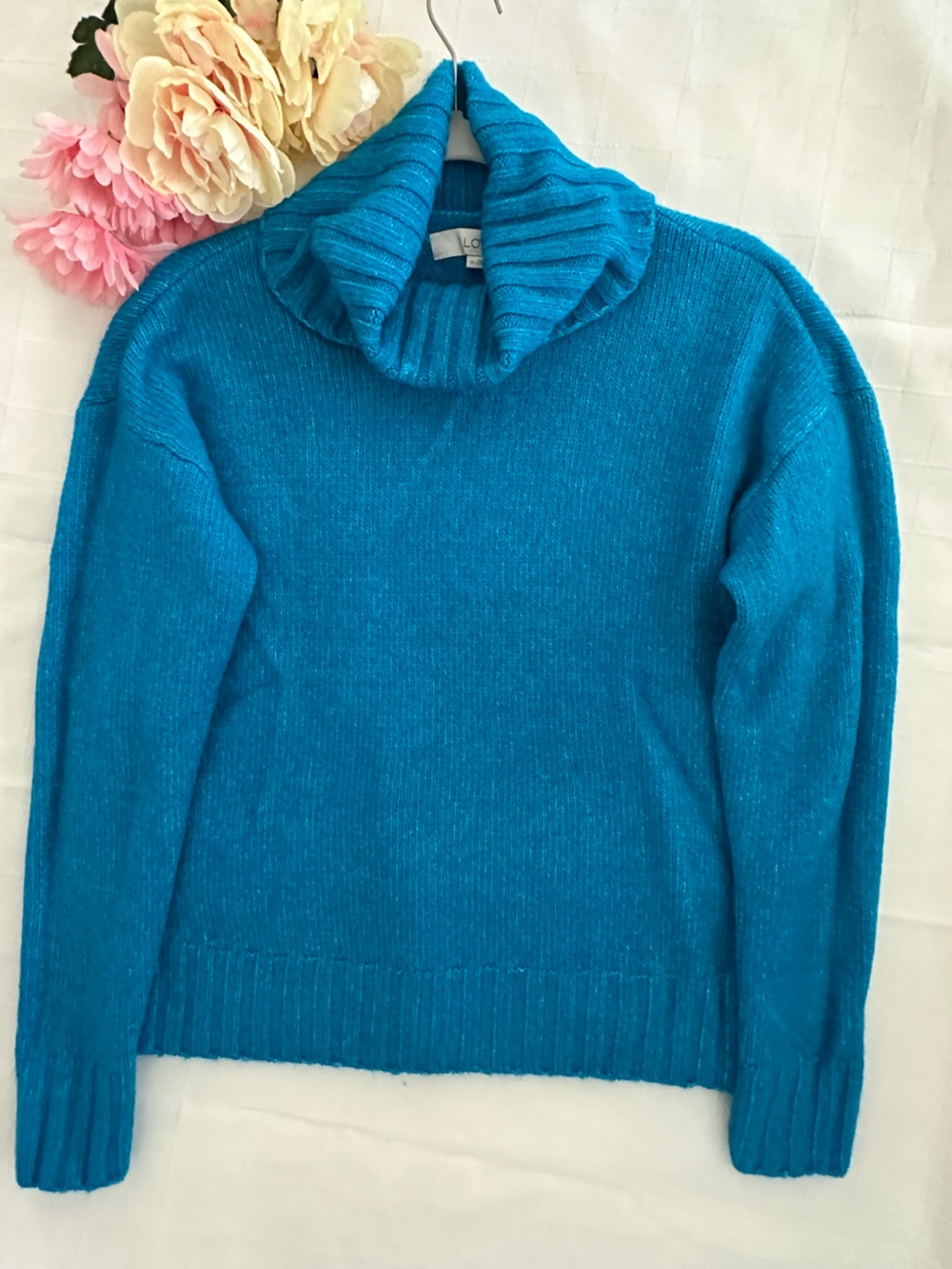 LOFT NWOT Teal Cowl Neck Sweater